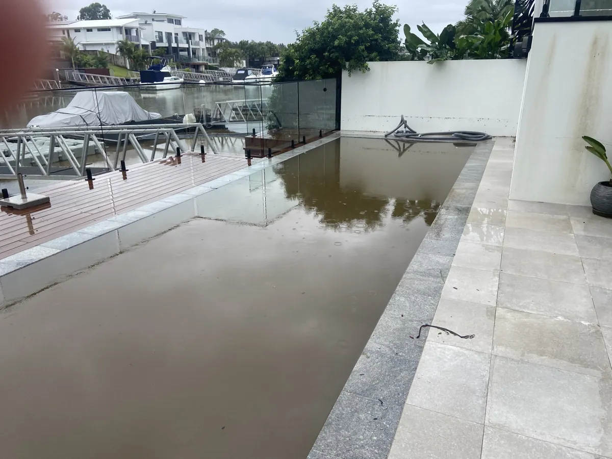Neglected pool before a Deep Blue clean