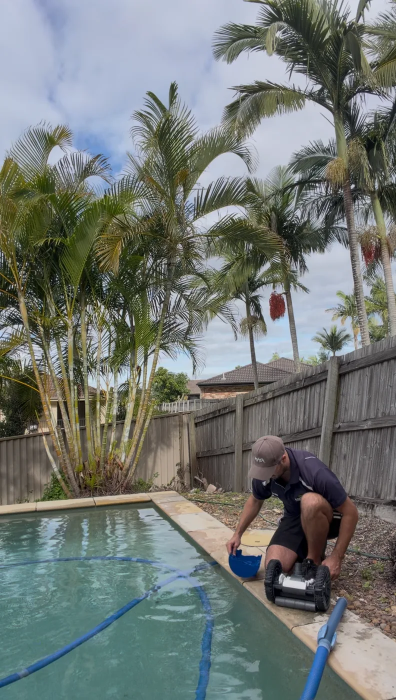 Jordan from Deep Blue servicing pool equipment on the Gold Coast